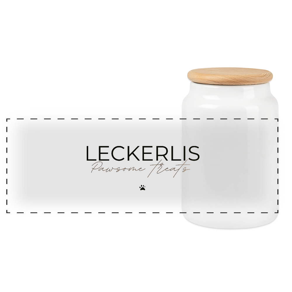 Leckerli-Dose mit Holzdeckel – Pawsome treats - Weiß