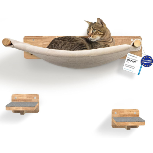 WOOWOOD® Katzenhängematte inkl. 2x Katzentreppen