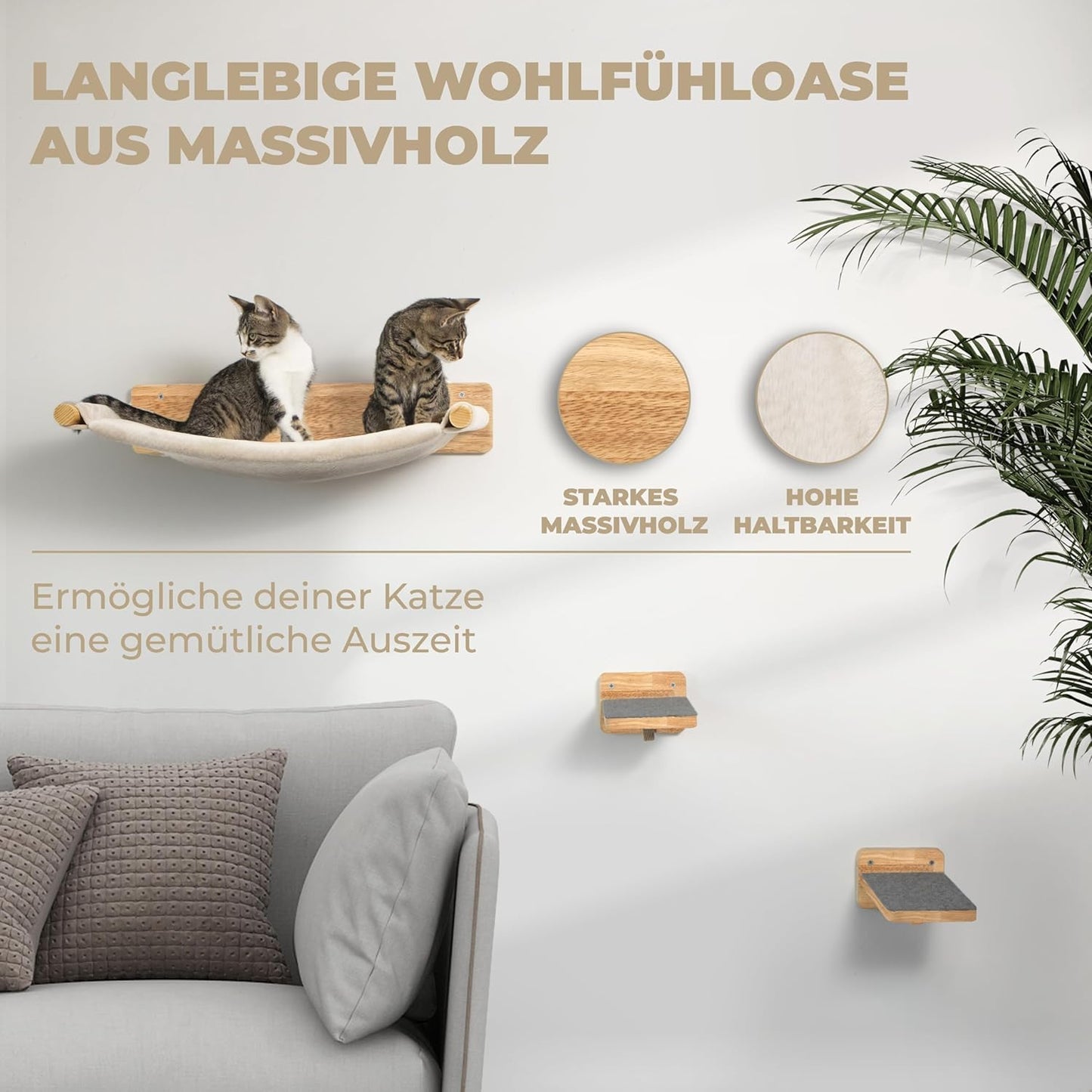 WOOWOOD® Katzenhängematte inkl. 2x Katzentreppen