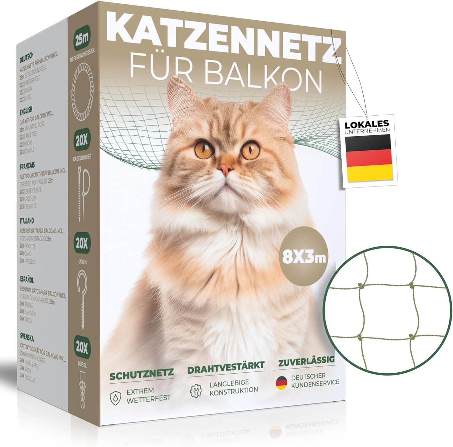 WOOWOOD® Katzennetz für Balkon
