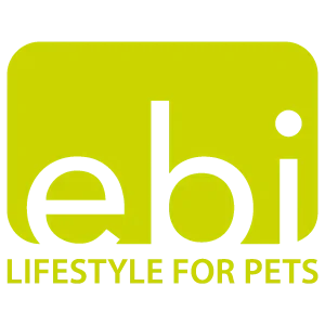 EBI Logo in Gelb mit Schriftzug 'LIFESTYLE FOR PETS', modernes Haustierzubehör Branding