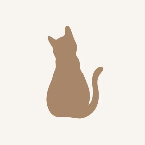 Stilisierte braune Katzen Silhouette auf hellem Hintergrund, Kategorie Katze Pawla Petstore, das für Katzenzubehör steht