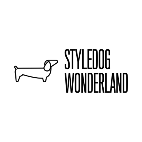 Minimalistisches Logo mit Hundesilhouette und Schriftzug Styledog Wonderland Futterstationen, Pawla Petstore