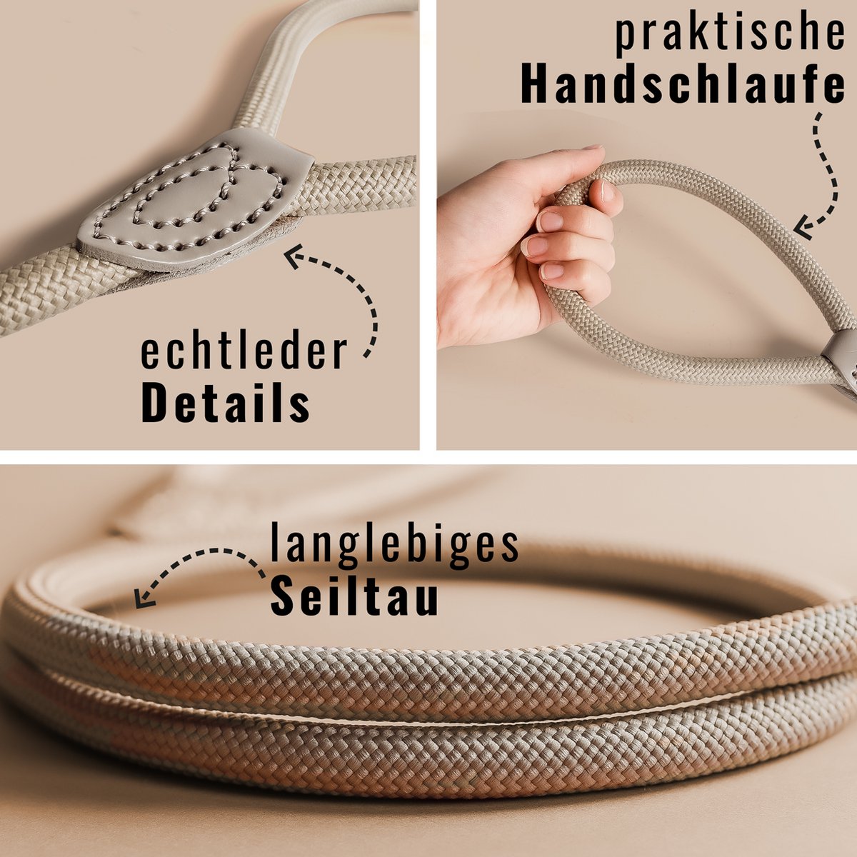 Retrieverleine – Tauleine mit integriertem Halsband