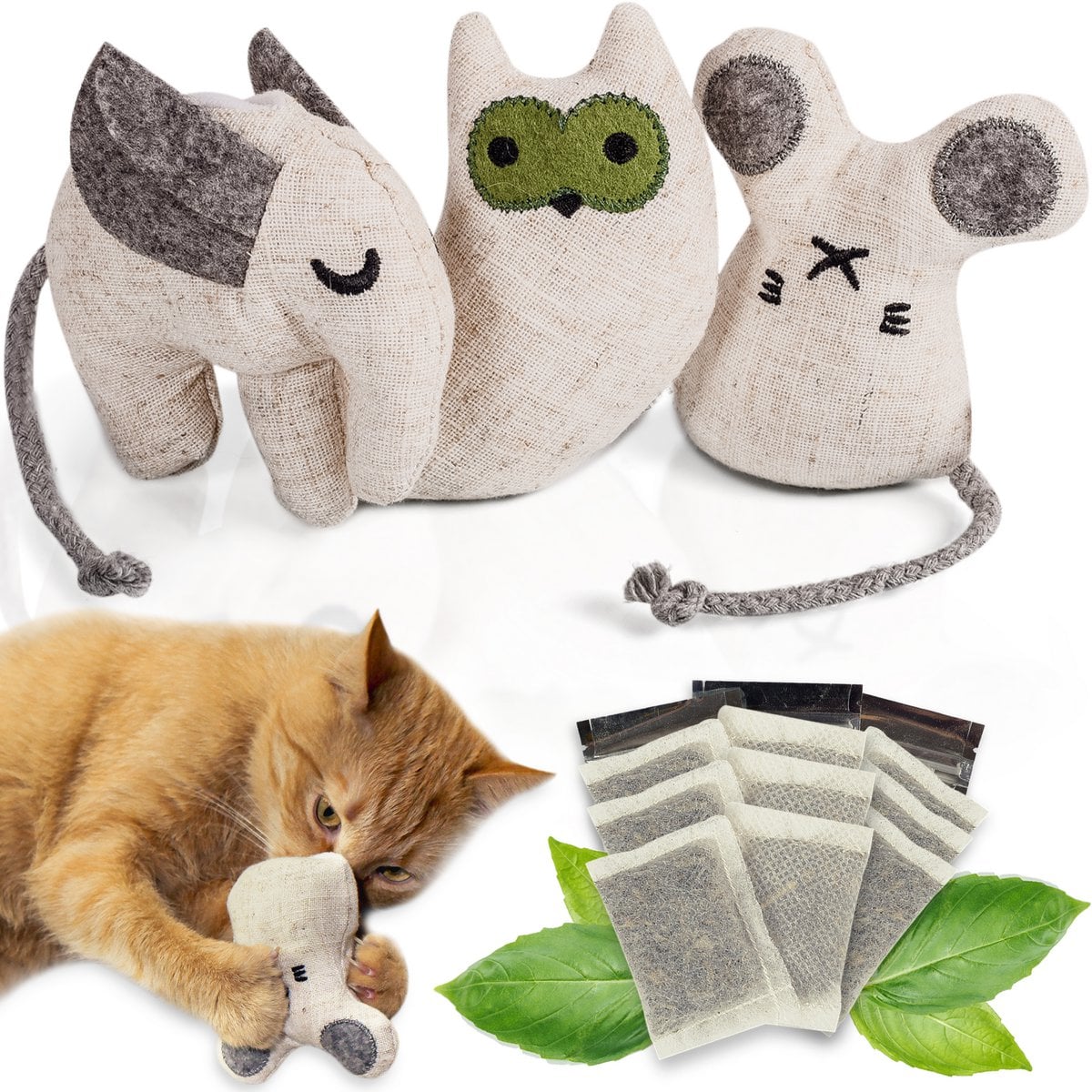 Katzenspielzeug mit Katzenminze 3er Set