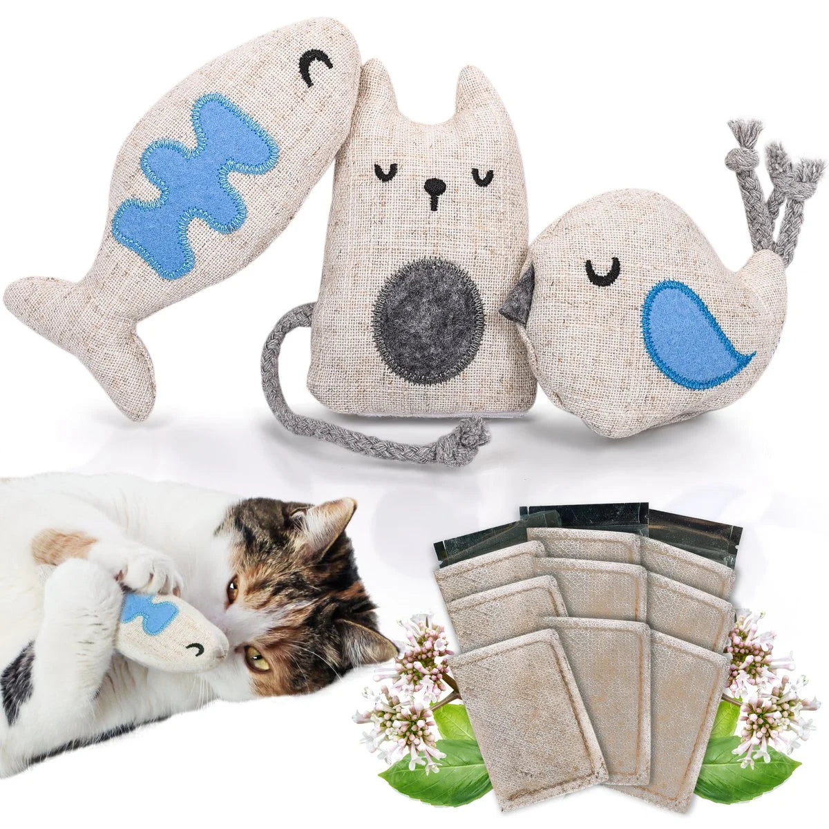 Katzenspielzeug mit Baldrian 3er Set