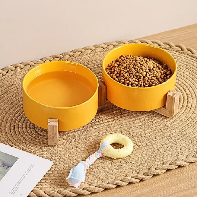 CHESTER Futterstation Keramik & Bambus