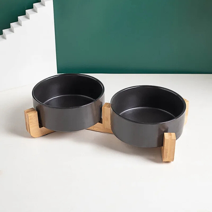 CHESTER Futterstation Keramik & Bambus