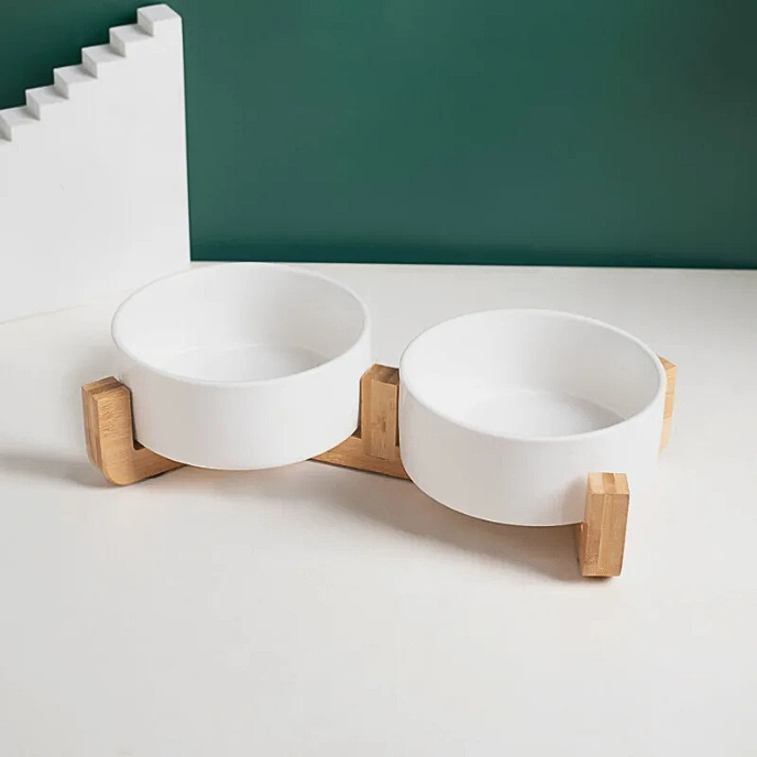 CHESTER Futterstation Keramik & Bambus