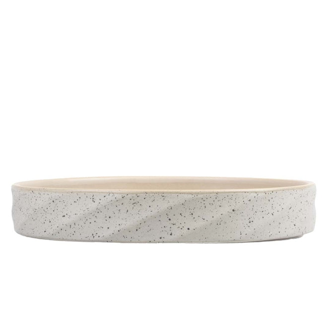 Flacher Keramiknapf Stone Wavy Dune