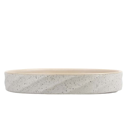 Flacher Keramiknapf Stone Wavy Dune