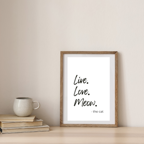 Poster 20x30 cm – Live. Love. Meow.