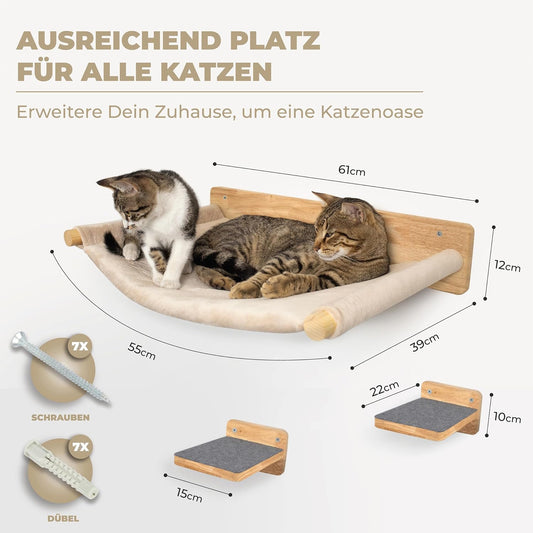 WOOWOOD® Katzenhängematte inkl. 2x Katzentreppen