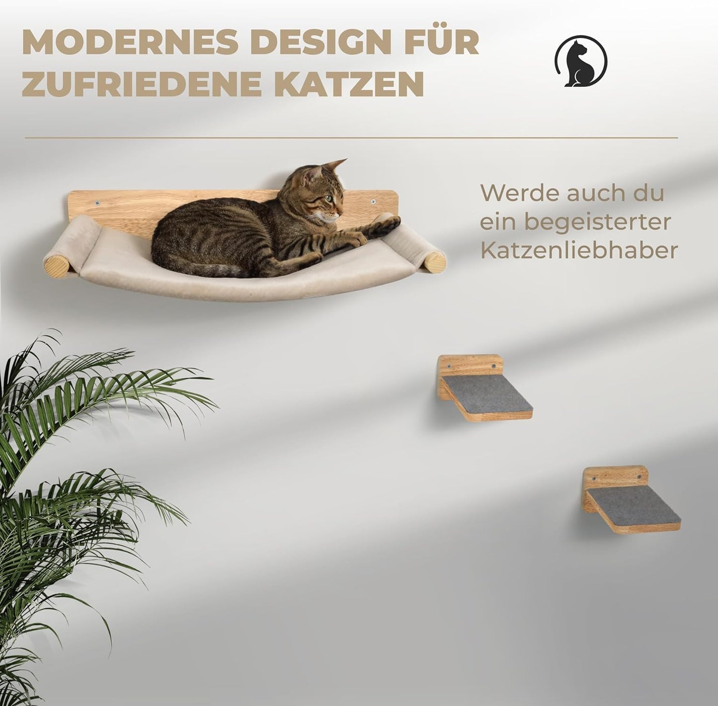 WOOWOOD® Katzenhängematte inkl. 2x Katzentreppen