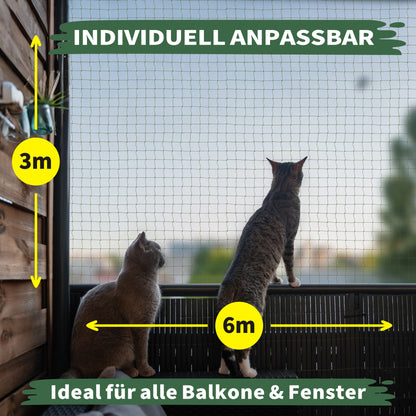 WOOWOOD® Katzennetz für Balkon (Ohne Bohren)