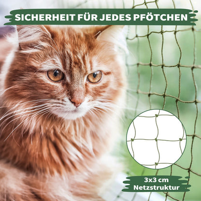 WOOWOOD® Katzennetz für Balkon (Ohne Bohren)