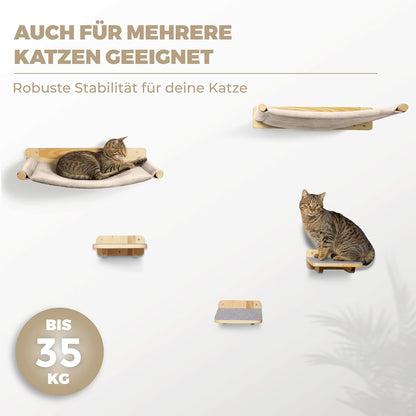 WOOWOOD® Kletterwand-Katzenhängematte Set inkl. 3x Katzentreppen