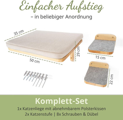 WOOWOOD® Kletterwand Katzen inkl. 2x Katzentreppen