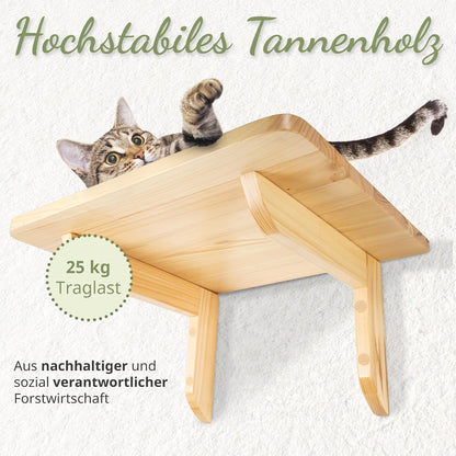 WOOWOOD® Kletterwand Katzen inkl. 2x Katzentreppen