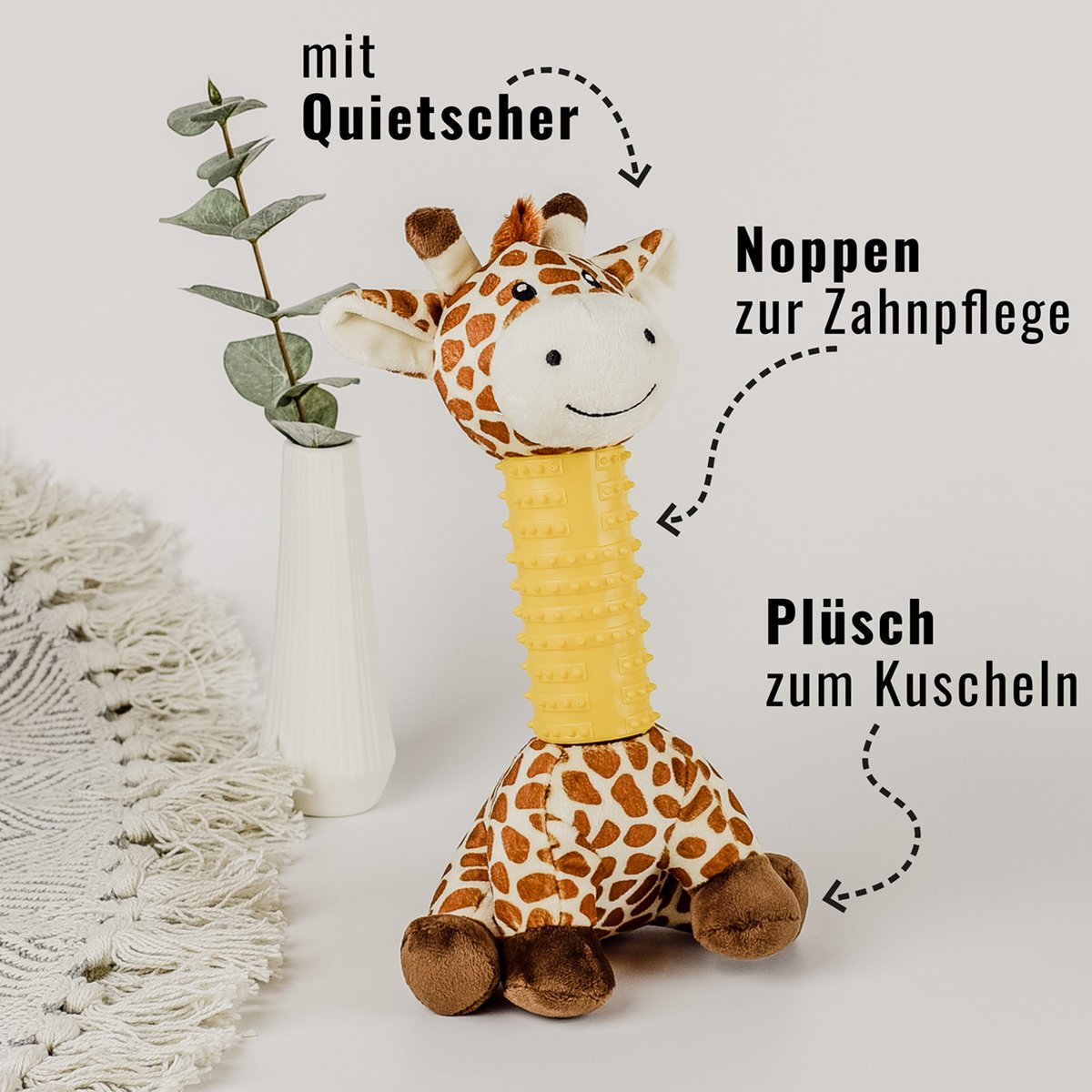 Hunde-Kauspielzeug mit Quietscher Giraffe