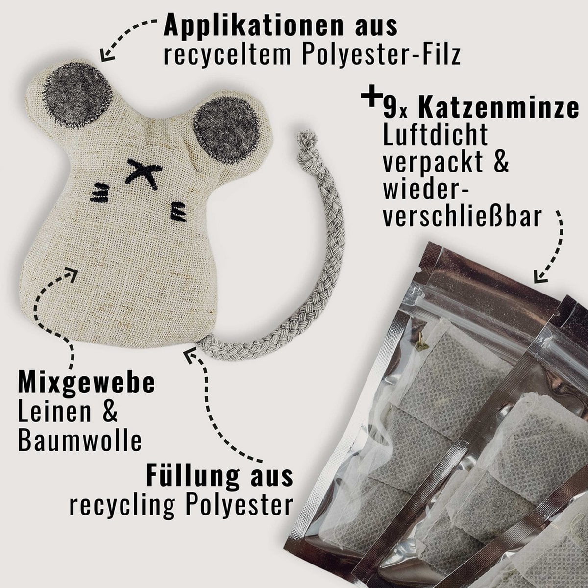 Katzenspielzeug mit Katzenminze 3er Set
