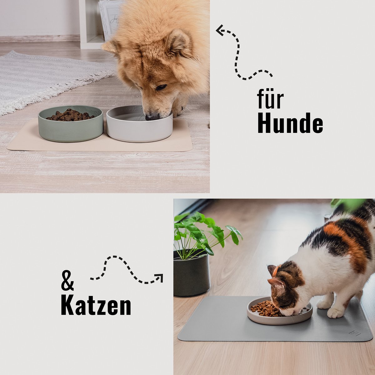Futternapf-Unterlage aus veganem Leder
