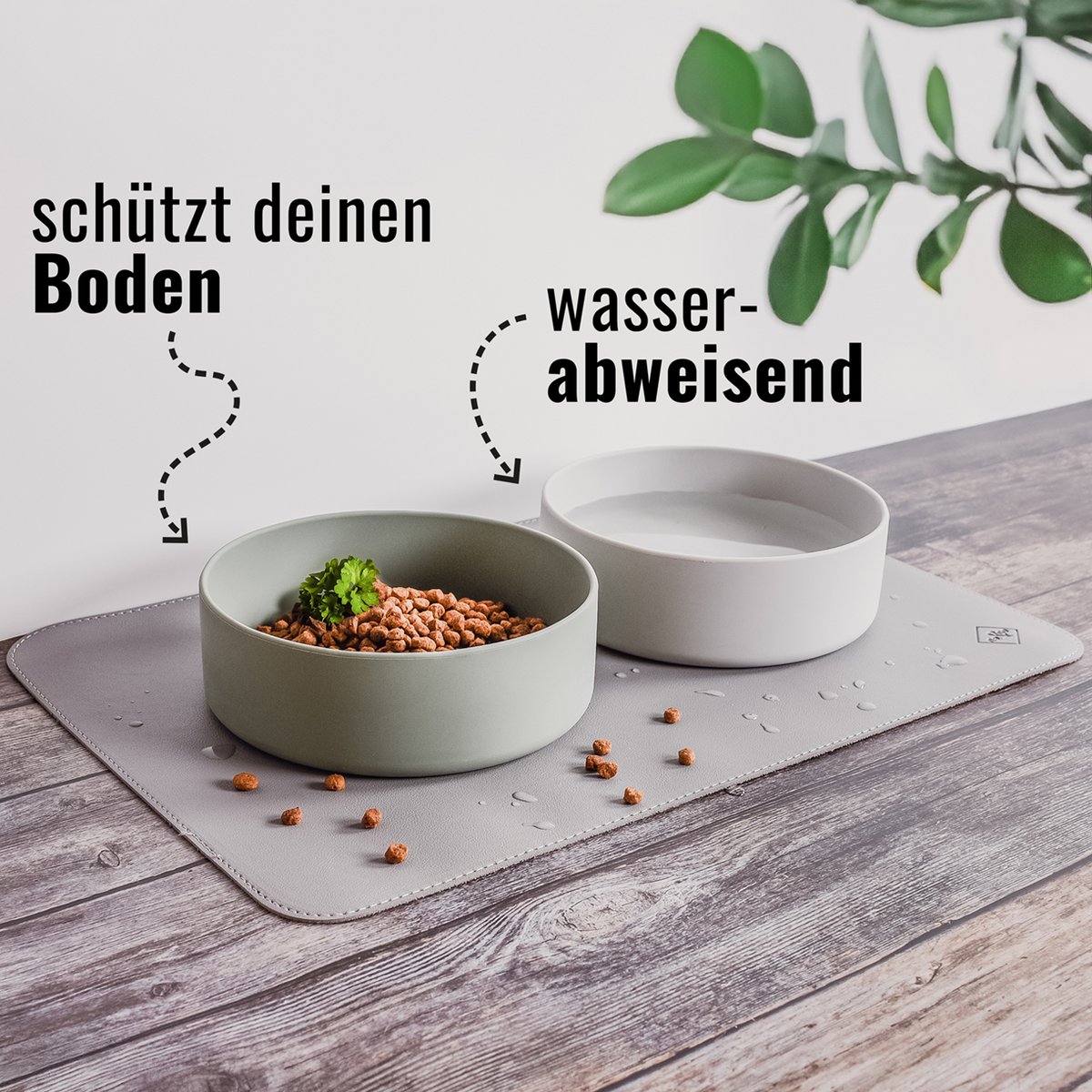 Futternapf-Unterlage aus veganem Leder