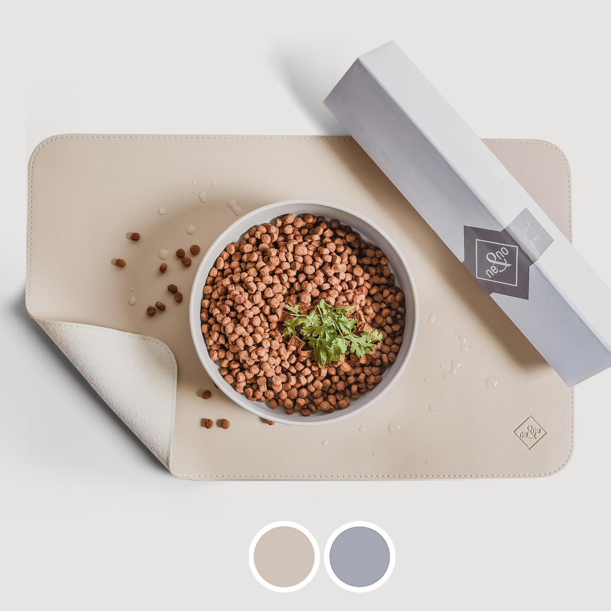 Futternapf-Unterlage aus veganem Leder
