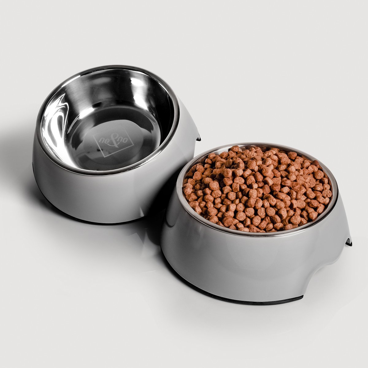 ne&no® Futternapf 2er Set für Hunde und Katzen Grau
