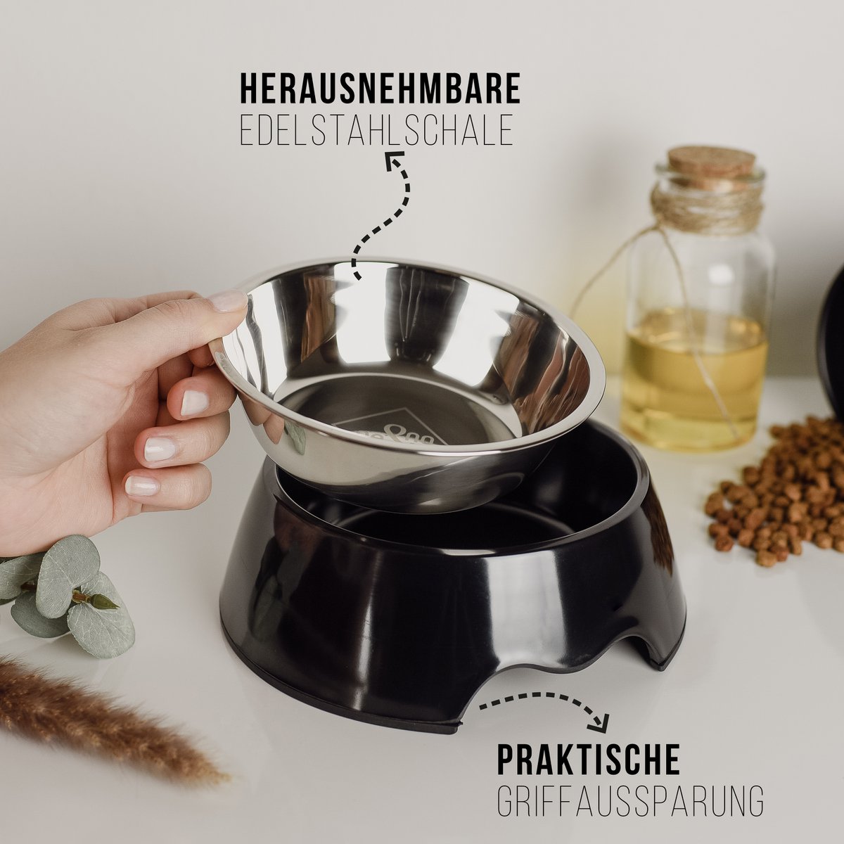 ne&no® Futternapf 2er Set für Hunde und Katzen Schwarz