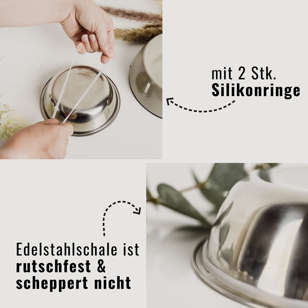 ne&no® Futternapf 2er Set für Hunde und Katzen Taupe