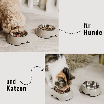 ne&no® Futternapf 2er Set für Hunde und Katzen Taupe