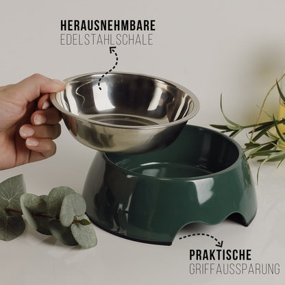 ne&no® Futternapf 2er Set für Hunde und Katzen Waldgrün